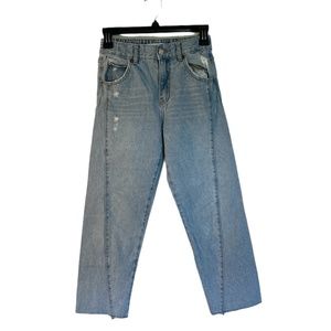 Zara' Girls Straight Leg Jeans w/Adjustable Waist and Raw Hem Sz 10